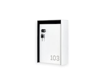 Cassetta postale moderna e sottile in alluminio bianco - Cassetta postale da parete con serratura - Personalizzata con indirizzo di casa