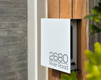 Modern White Aluminium Wall Mount Mailbox - Personalized Postbox - Minimal Narrow Letterbox