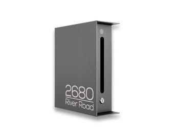 Minimalist Metallic Gray Aluminum Mailbox - Personalized Letterbox - Modern Design Postbox