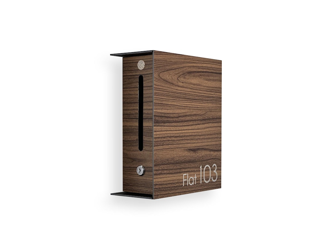 Small Inbuilt Letterbox Small Minimalist Sideload Mailbox - Compact Walnut Letterbox - Wall ...