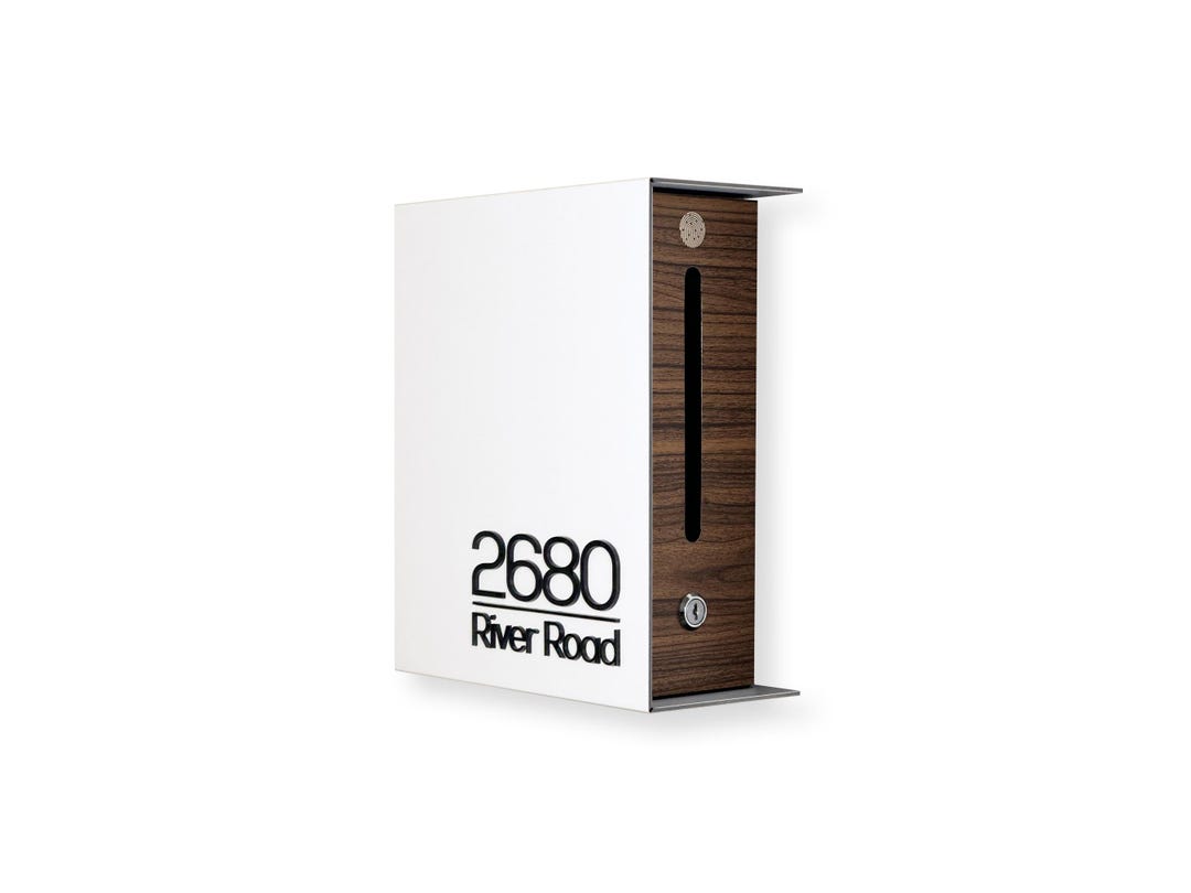 Small Inbuilt Letterbox Small Minimalist Sideload Mailbox - Compact White/walnut Letterbox ...