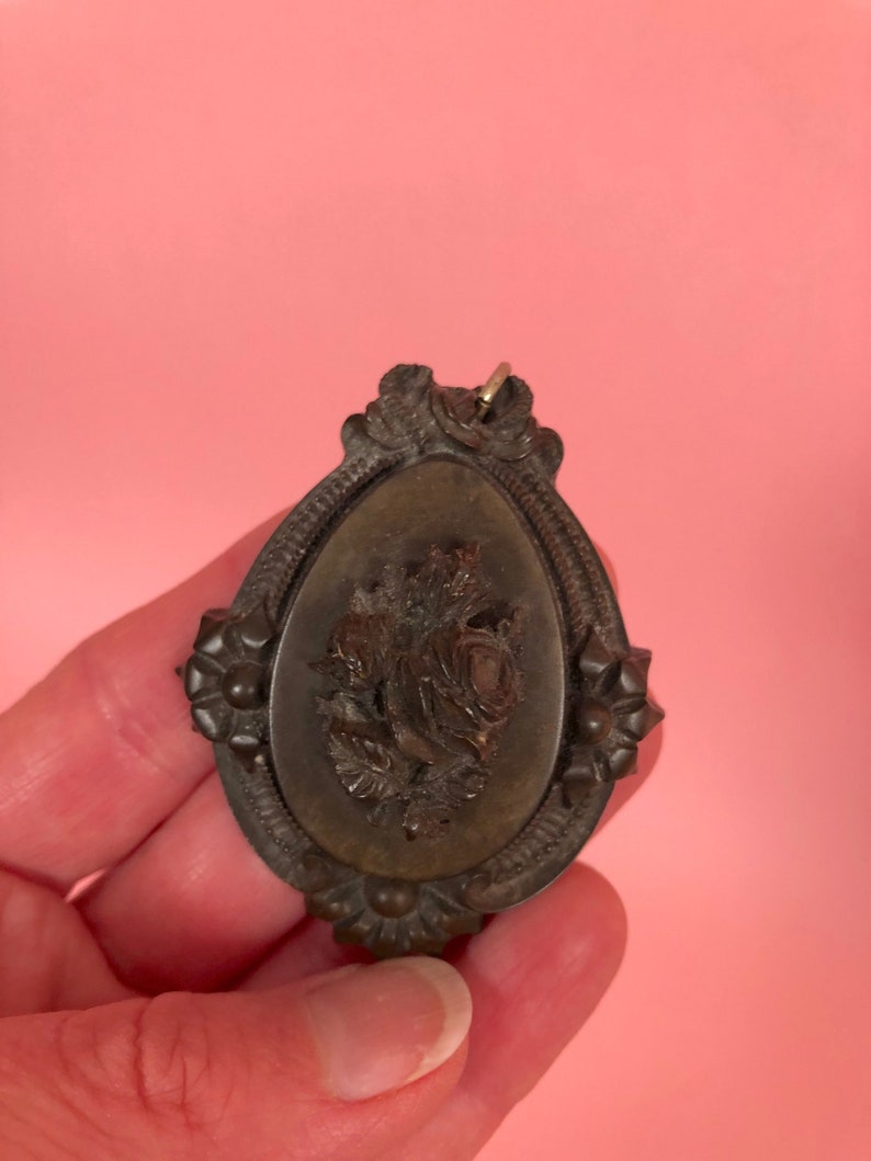 Vintage Victorian Gutta Percha Rose Pendant