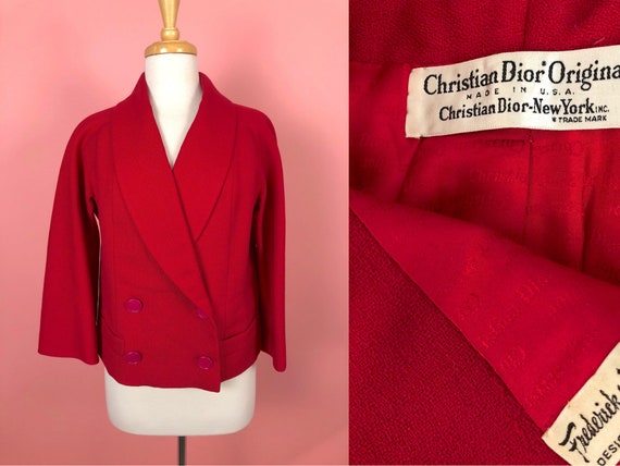 Vintage 1970's Christian Dior Red Suit Jacket M L