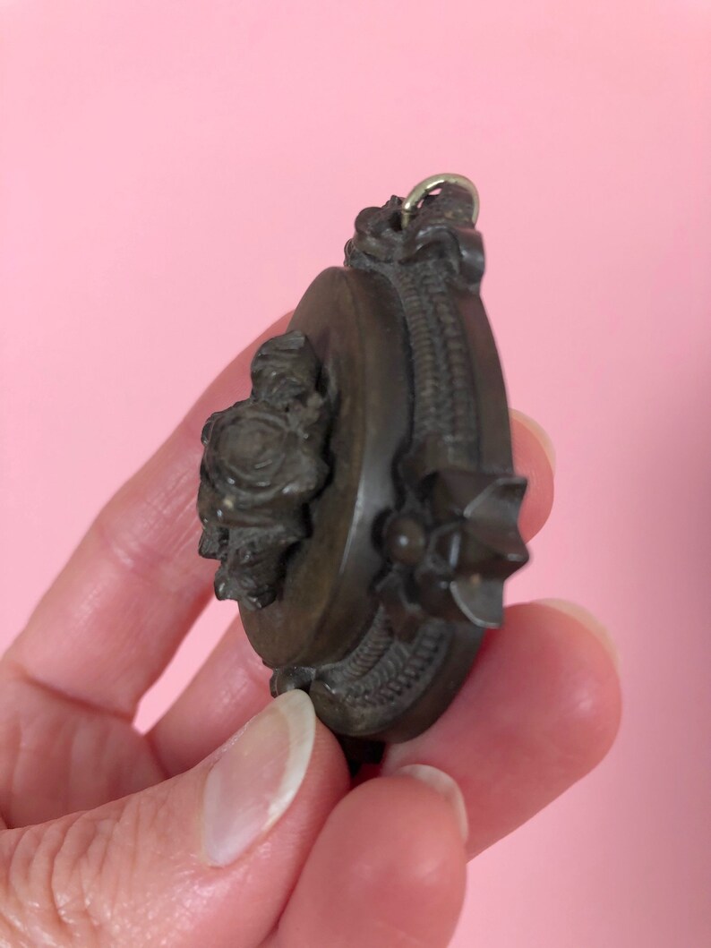 Vintage Victorian Gutta Percha Rose Pendant
