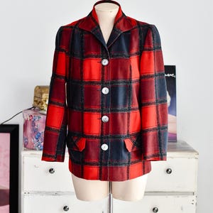 Pendleton vintage 50s 1950s 49er red plaid will jacket shell buttons fall M