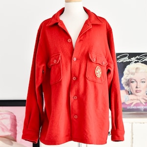 boy scouts of America BSA 1960s 1970s 60s 70s red wool coat 48&quot; Chest