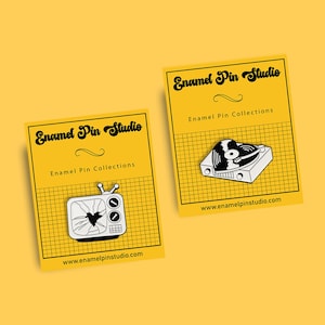 Retro Enamel Pin Set: Broken TV, Vinyl Record Player