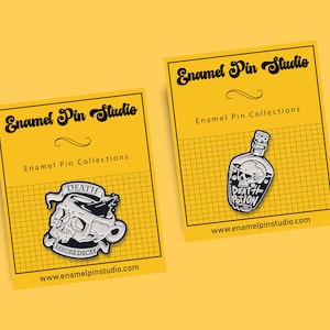 Épingle en émail tête de mort, épingle en émail potion de la mort, épingle en émail squelette, épingle en émail gothique, art tête de mort, épingle en émail, épingle en émail foncé, broche tête de mort