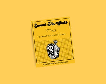 I&#39;m Fine Coffin Enamel Pin: Dark Humor Skull Pin