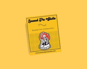 Anxiety Enamel Pin: Skeleton in Flames
