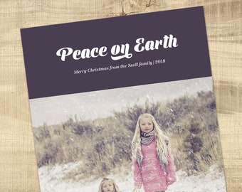 Christmas Photo Card - custom design holiday card digital file PEACE ON EARTH