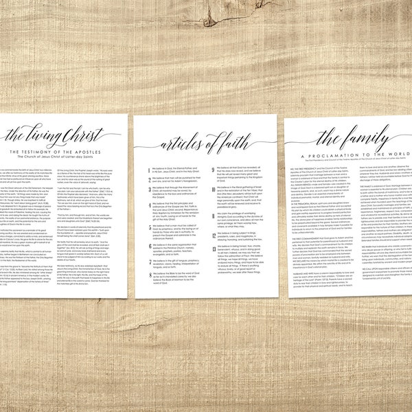 LDS Family Proclamation to the World, The Living Christ, Articles of Faith, Lds Poster Set, Digital Printable Files 8.5x11, 11x14, 16x20