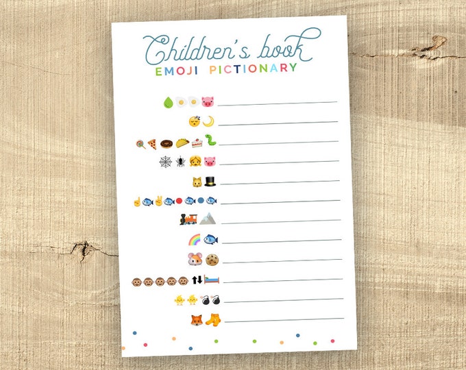 Baby Shower Game Children's Book Game Emoji Book Game DIY Etsy