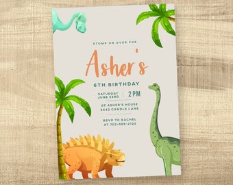 Dinosaur Birthday Party Invitation, Boy Dino Invitation,  fossil Birthday,  Birthday Invitation, Dinosaurs, INSTANT DOWNLOAD