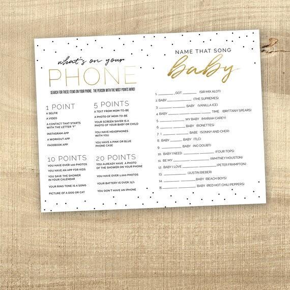 Baby Shower Game What S On Your Phone Diy Printable Etsy Ireland