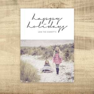 Printable Christmas Card with Photo, Family Picture Holiday Card file, Simple and Modern, Print your own, Merry Christmas, Happy Holidays