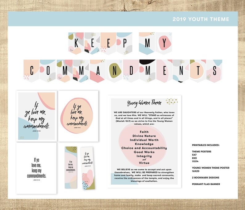 2019 LDS Youth Theme Keep my Commandments Printable files | Etsy