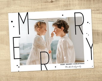 Photo Christmas Card | Photo Holiday Card Template | Custom Christmas Card | Modern Digital Christmas | Merry Vibes Only |  INSTANT DOWNLOAD
