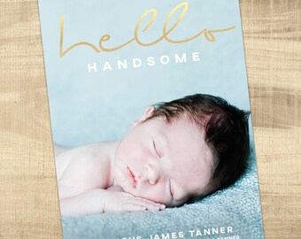 Birth announcement photo card, photo birth announcement, birth announcement, girl, boy, birth announcement, modern, PRINTABLE Digital card