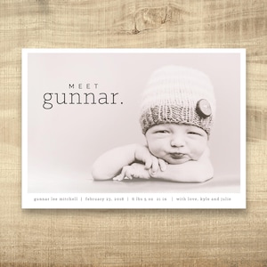 Photo Birth Announcement, Newborn Announcement, Baby Announcement, Birth Card, Photo Baby Card, Girl Birth Announcement, Simple Birth Card