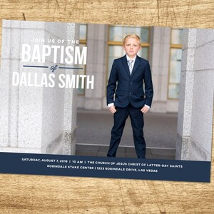 LDS Baptism Invitation - Modern Baptism Announcement, digital design, printable baptism announcement