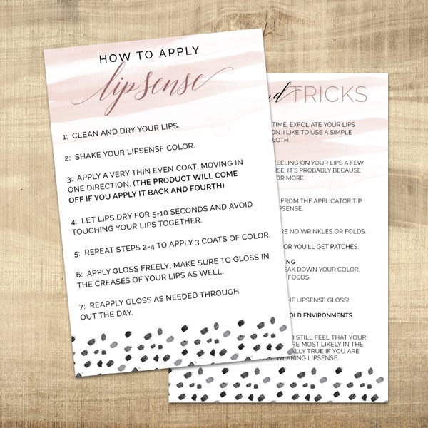 LipSense Tips and Tricks Card, LipSense How to apply Card, LipSense Application Card,   4x6 Postcard file - INSTANT DOWNLOAD