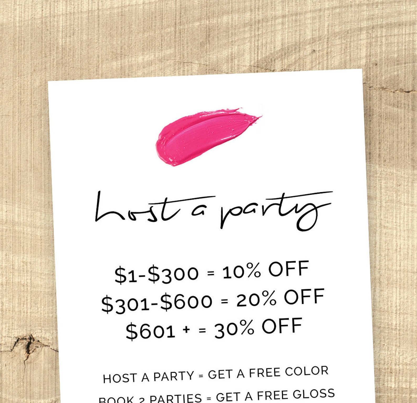 Lipsense Hostess Card Lipsense Host a Party Card Lipsense | Etsy
