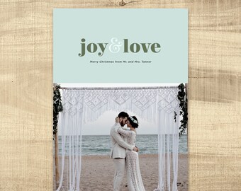 Christmas Photo Card - custom design holiday card digital file Married Newlywed first christmas