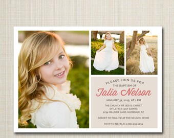 Baptism Invitation - LDS baptism invitation, modern digital design, printable baptism announcement