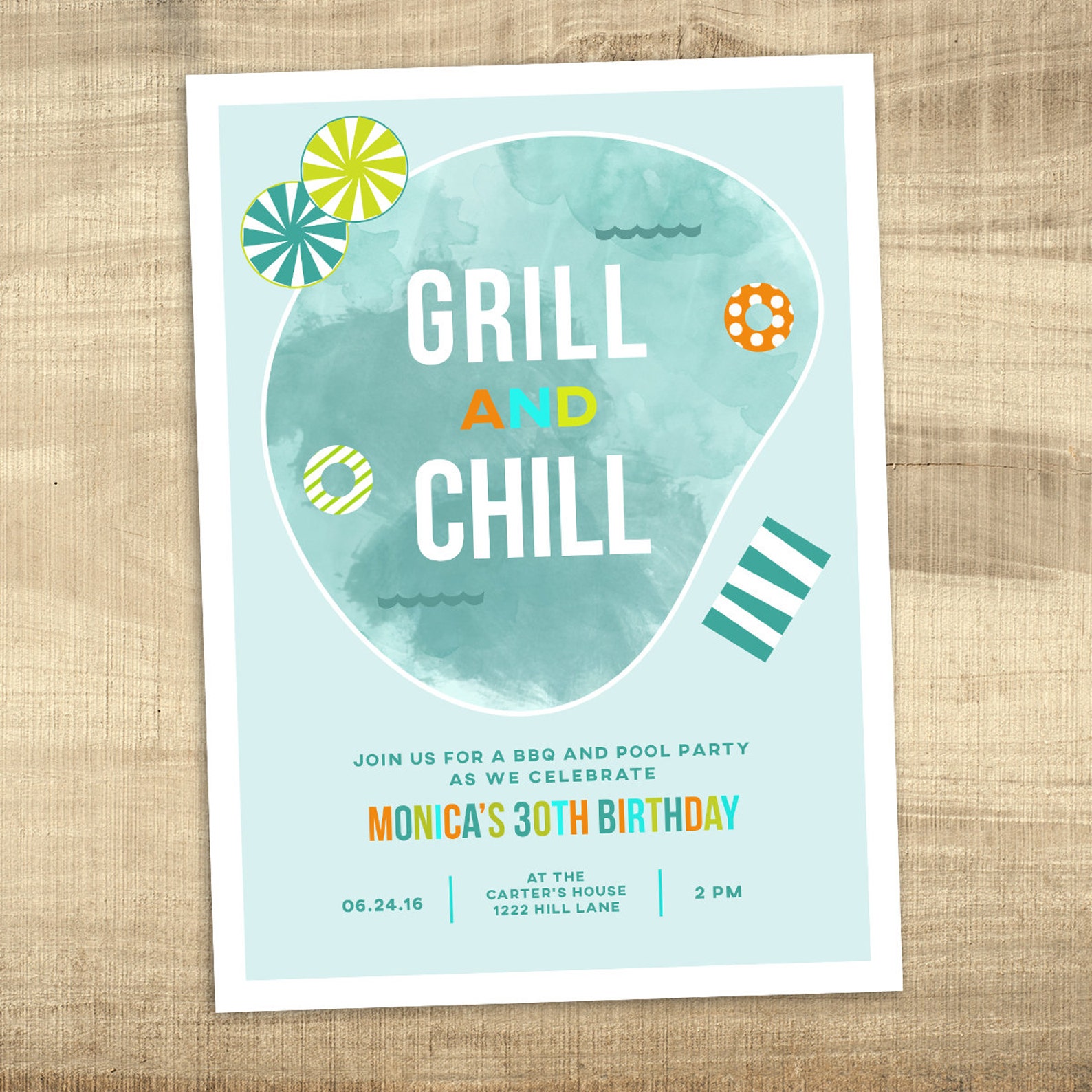 Summer Pool Party and BBQ Invitation Pool Party Invitation Etsy