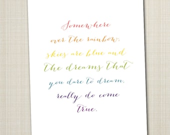 somewhere over the rainbow printable 8x10 children's art print