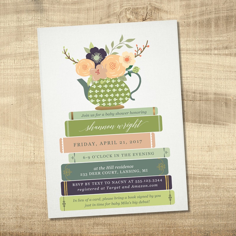 Livre Baby Shower Invitation apporter un livre baby shower Etsy