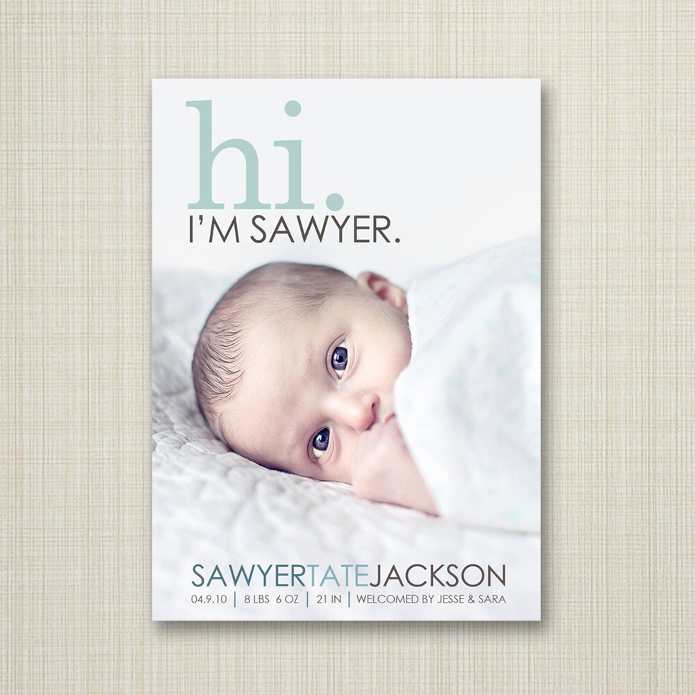 Birth announcement photo card, photo birth announcement, birth announ…