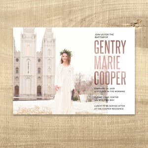Baptism Invitation - LDS baptism invitation, modern digital design, printable baptism announcement