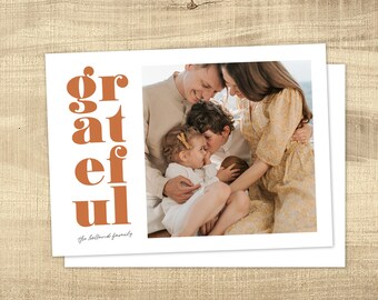 Photo Thanksgiving Holiday Card Template | Thankful Card | Custom Grateful Card | Digital Thanksgiving |  INSTANT DOWNLOAD