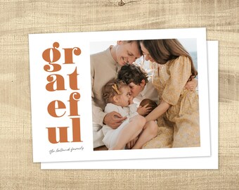 Photo Thanksgiving Holiday Card Template | Thankful Card | Custom Grateful Card | Digital Thanksgiving |  INSTANT DOWNLOAD