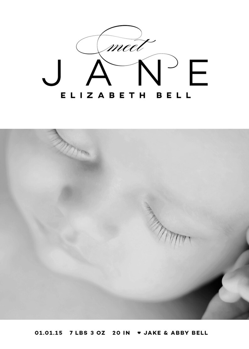 Birth Announcement Photo Card Photo Birth Announcement Birth Etsy