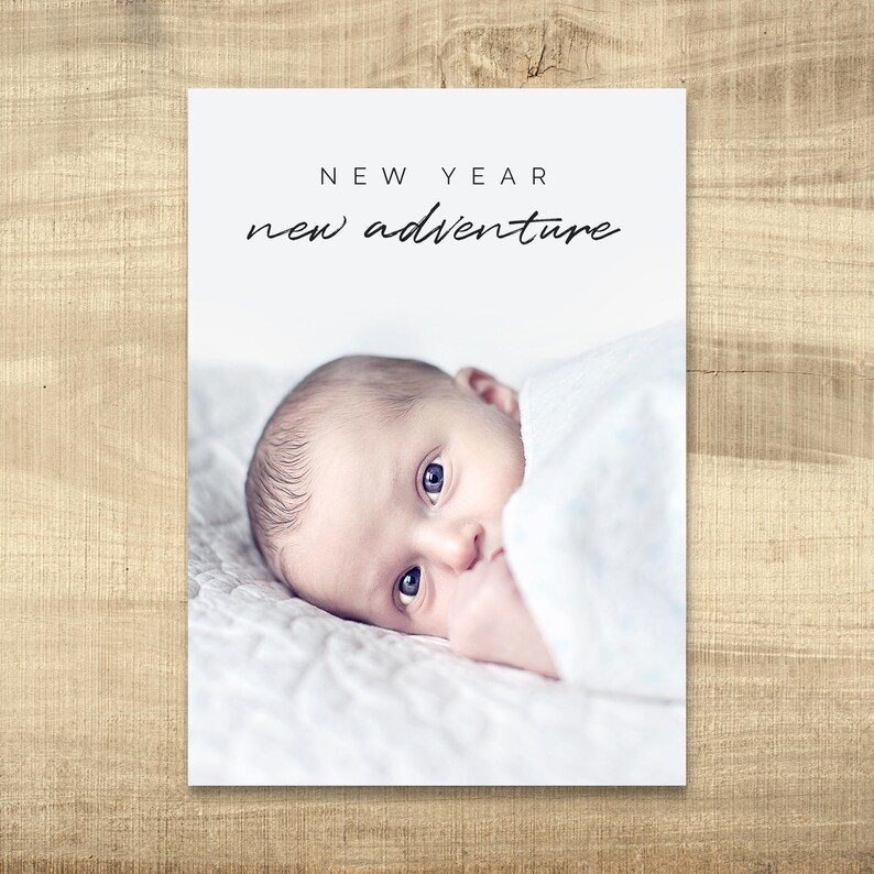 New Years Card Birth Announcement Photo New Years Card Etsy