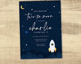 Space Birthday Invitation,  Rocket Blast Off Party Invitation, Slumber party Birthday Invitation, Space Astronaut Party, INSTANT DOWNLOAD