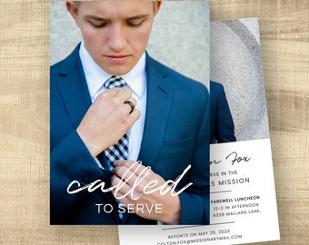 Missionary Announcement | LDS Mission farewell invitation | Downloadable Mission announcement | Missionary card | INSTANT DOWNLOAD Colton