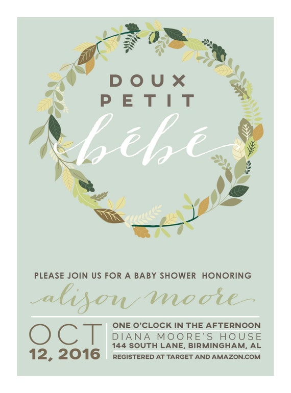 French Theme Baby Shower Invitation Petit Bebe Modern Baby - Etsy