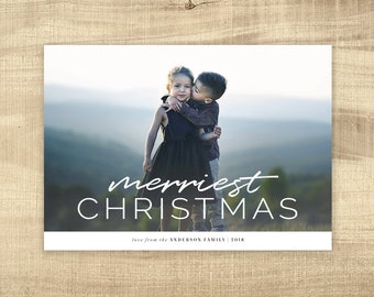 Photo Christmas Card,  Digital Christmas card, Merry Christmas, photo card, modern holiday card, diy, custom modern: PRINTABLE - family.