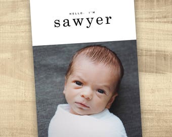 baby announcement photo card  simple hello baby birth announcement baby announcement digital baby girl birth announcement modern baby