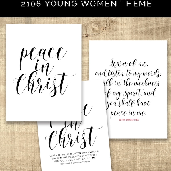 2018 LDS Youth Theme - Peace in Christ - Printable files All Sizes INSTANT DOWNLOAD - D&C 19:23