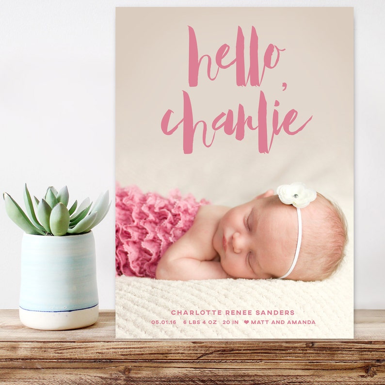 Birth announcement photo card photo birth announcement birth Etsy