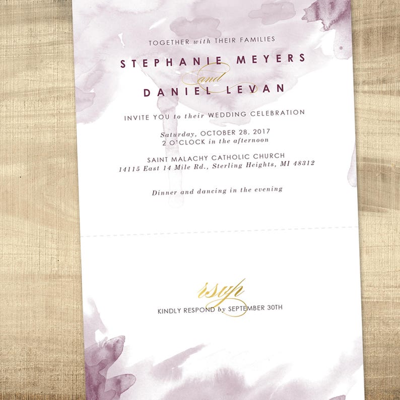 Custom wedding invitation with tear off perforated rsvp Etsy