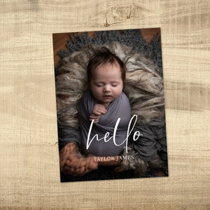 Plantilla de anuncio de nacimiento / Tarjeta de anuncio de nacimiento con foto imprimible / Minimalista / Moderno / Editable / Descarga instantánea / Taylor