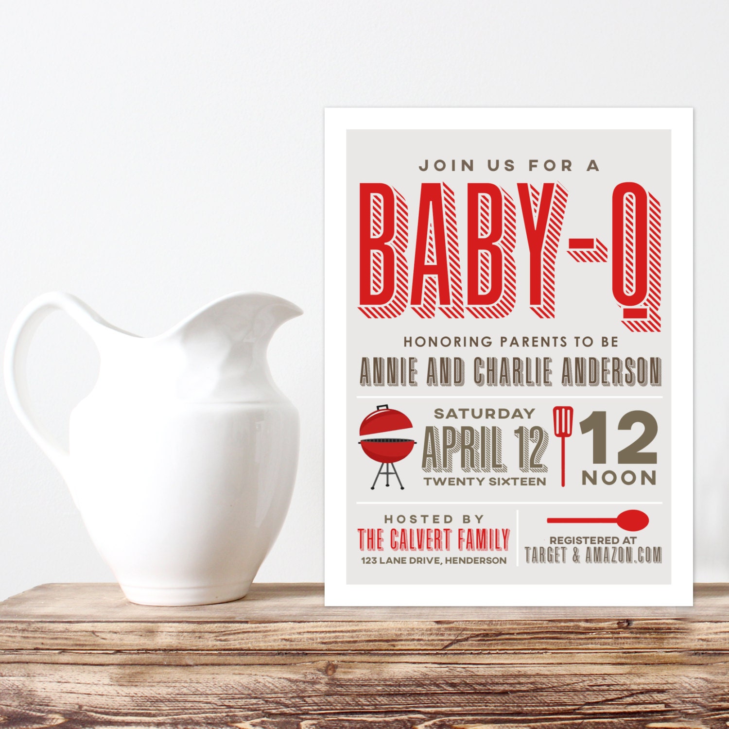 BABY Q Invitation BabyQ Baby Shower Invitation Backyard Etsy