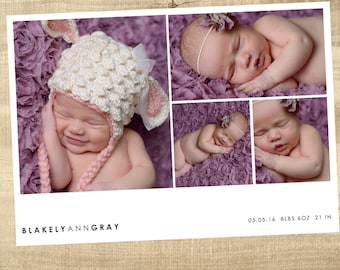 Birth announcement photo card, photo birth announcement, birth announcement, girl, boy, birth announcement, modern, PRINTABLE Digital card