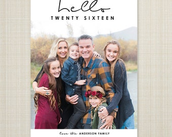 Photo New Year's Card, printable new years card, new years photo card, digital holiday card, digital new years card  - hello 2016.